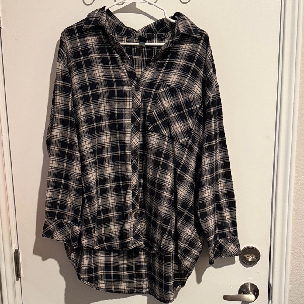 Wild Fable Black and White Plaid Button Down Shirt